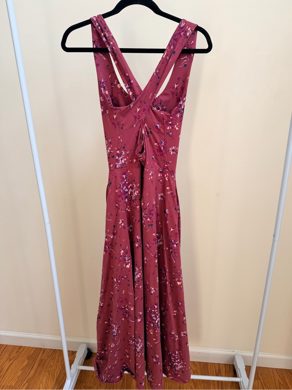 NWOT Pact organic cotton fit and flare midi dress Dotted Spray Mauve Sz S - Picture 4 of 7